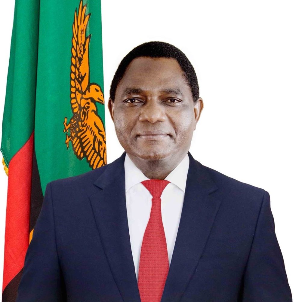 President Hakainde Hichilema with Zambia’s national flag